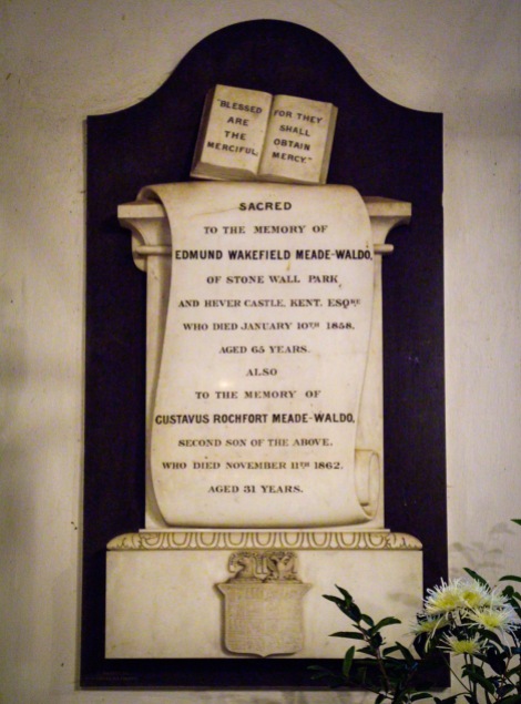Monument to Edmund Meade-Waldo in St Peter's church, Hever
